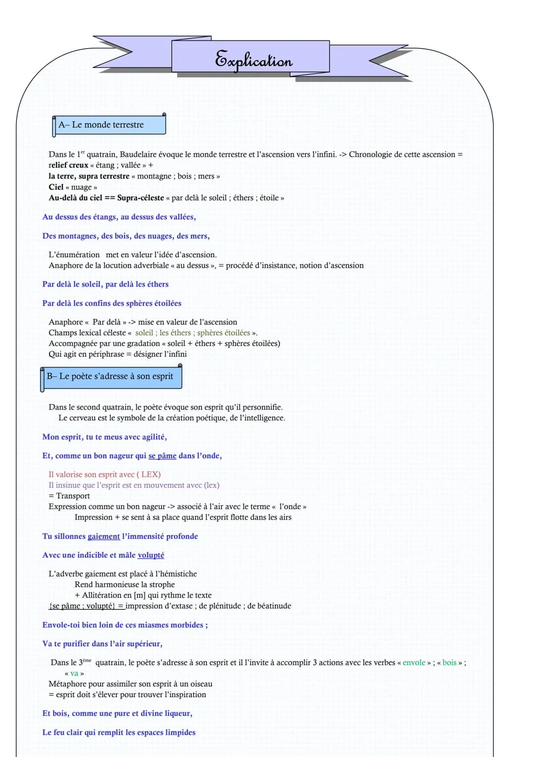 Explication de texte
Introduction
Charles Baudelaire est un poète à la croisée de plusieurs
courants littéraires : le classicisme, le romant