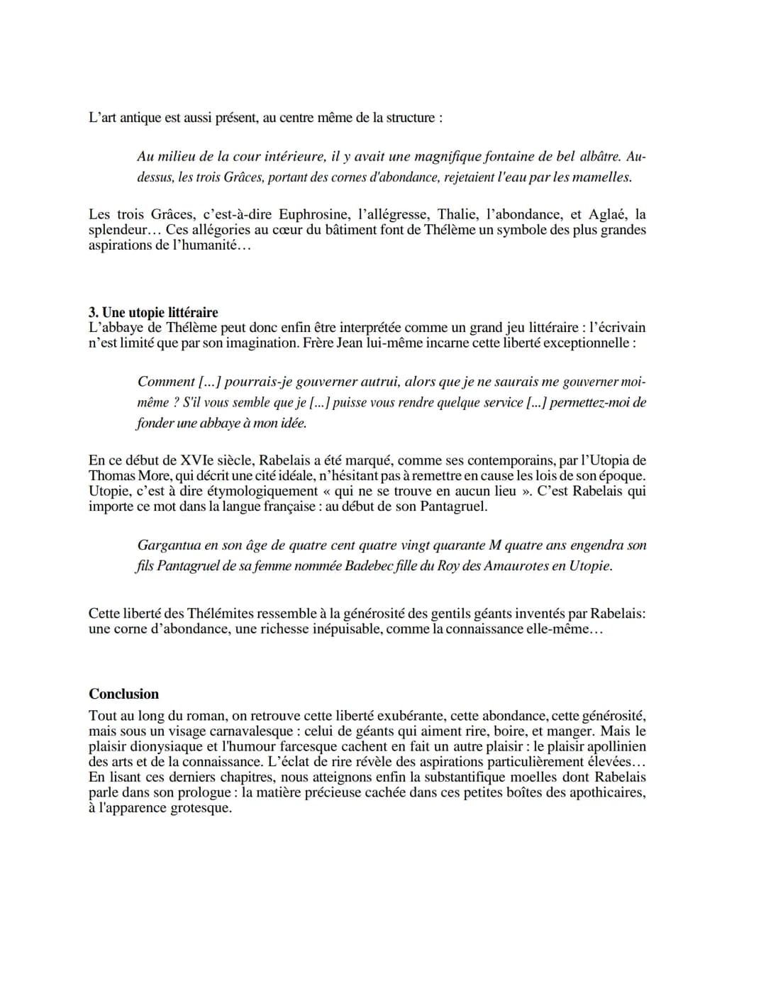 Rabelais, Gargantua, 1535
Dissertation - L'abbaye de Thélème
Introduction
Le XVIe siècle est un siècle de grandes découvertes, géographiques