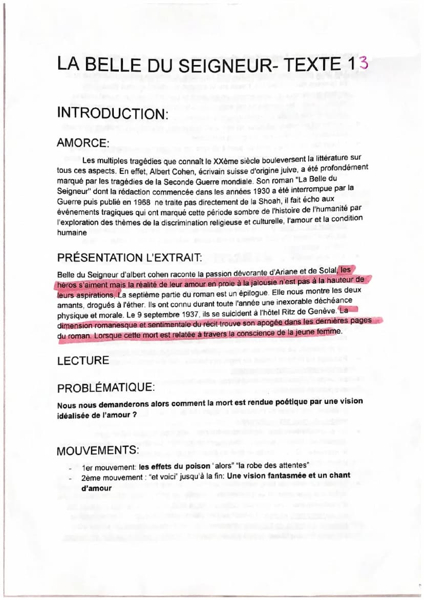 BELLE DU SEIGNEUR,
Albert Cohen
<< Le suicide d'Ariane et Solal >>
Ariane et Solal se suicident ensemble en absorbant de l'éther, mettant ai