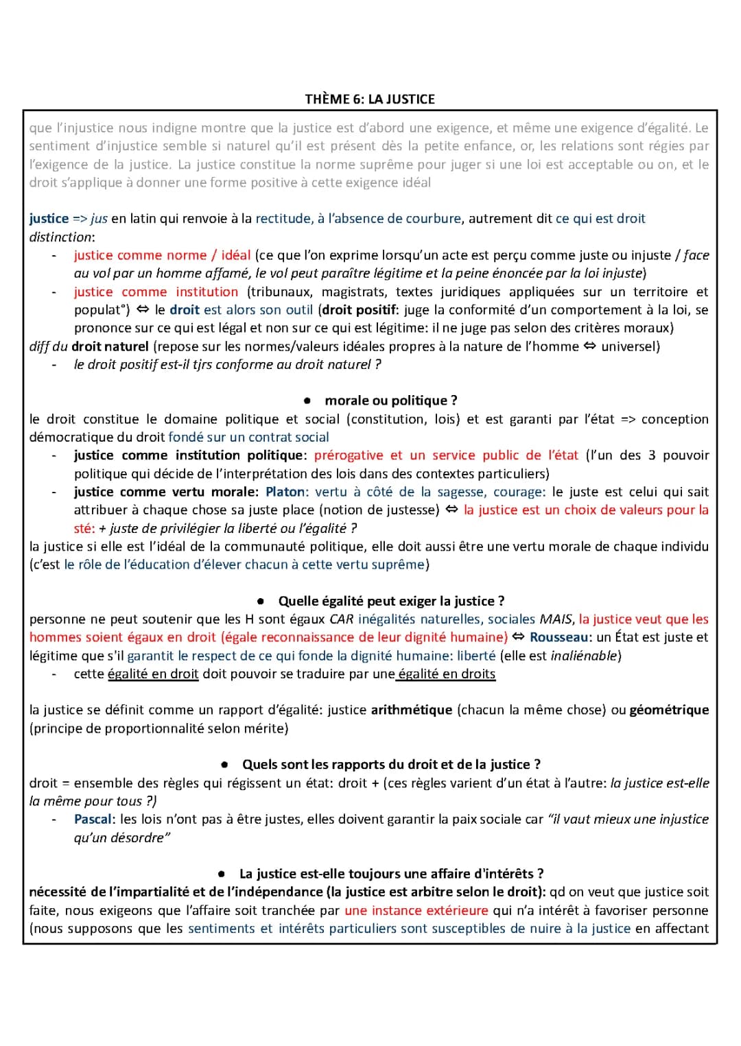 La Justice et L'Égalité en Philosophie pour Terminale - PDF