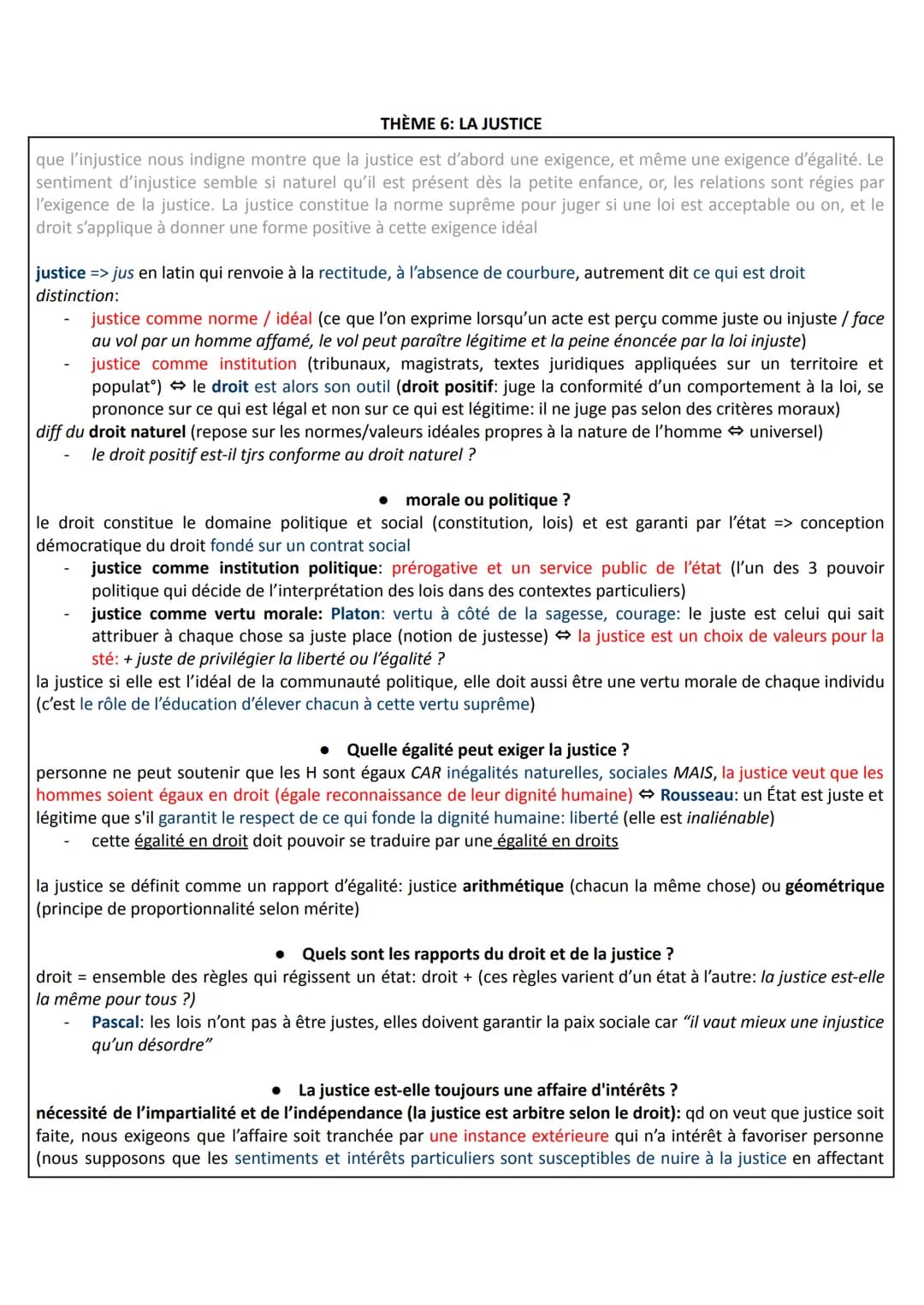 THÈME 6: LA JUSTICE
que l'injustice nous indigne montre que la justice est d'abord une exigence, et même une exigence d'égalité. Le
sentimen