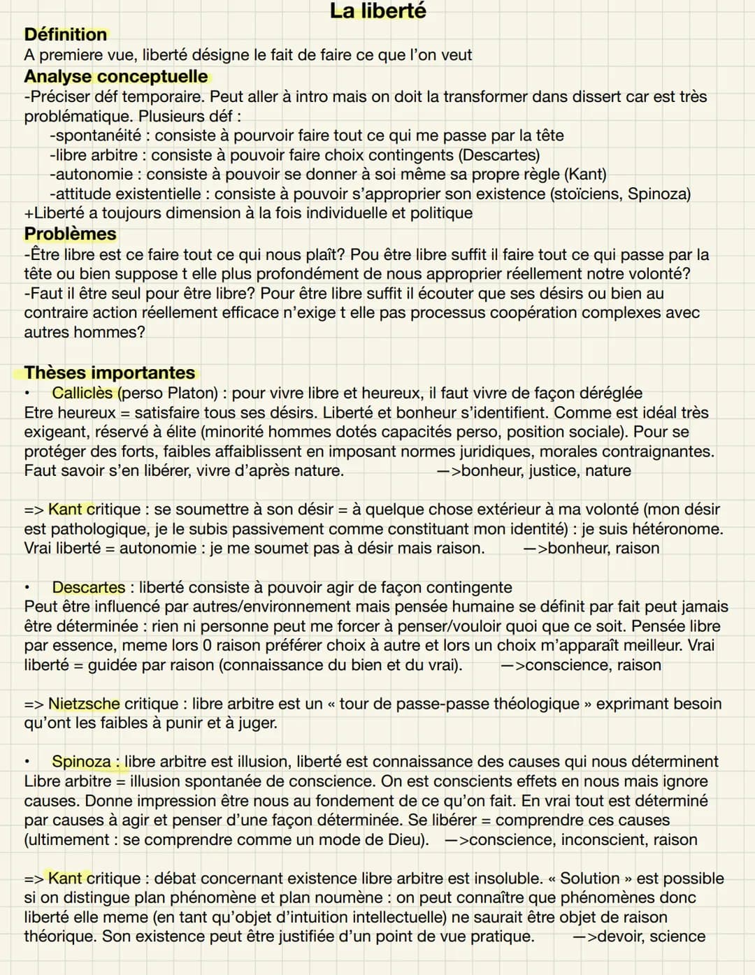 La liberté
Définition
A premiere vue, liberté désigne le fait de faire ce que l'on veut
Analyse conceptuelle
-Préciser déf temporaire. Peut 