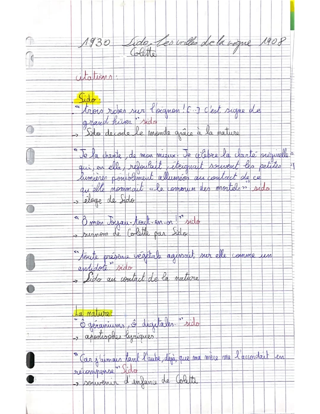 Citations Sido et Les vrilles de la vigne, Colette