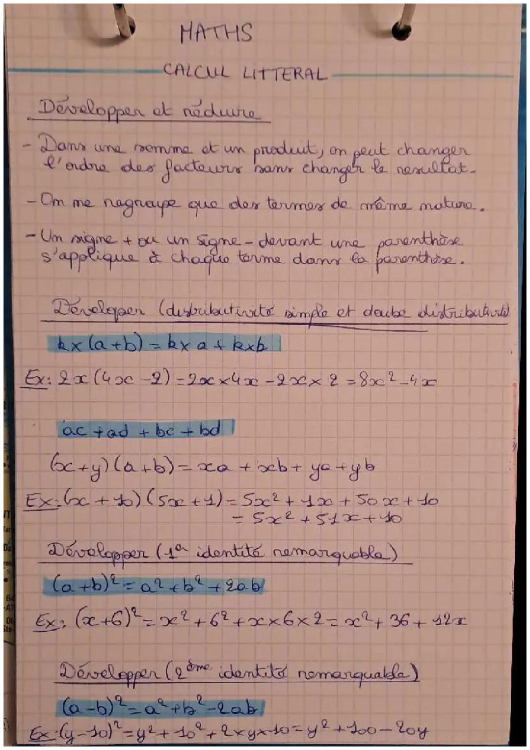 Calcul littéral 
