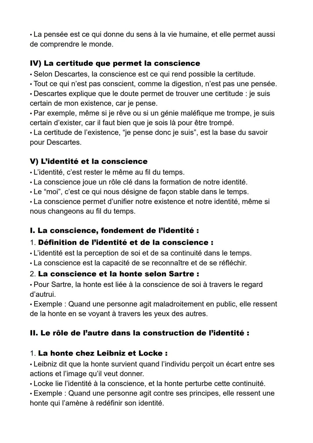 --- OCR Start ---
La
conscience
Le mot "conscience" vient du latin "conscientia", qui signifie "avec savoir". En
philosophie, il y a deux gr