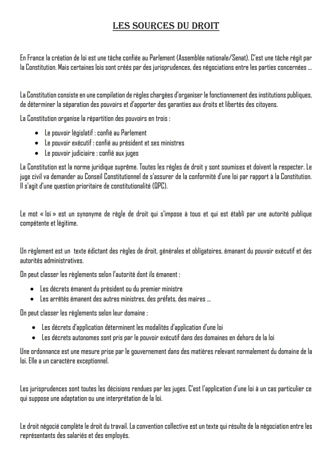 En France la création de loi est une tâche confiée au Parlement (Assemblée nationale/Senat). C'est une tâche régit par
la Constitution. Mais