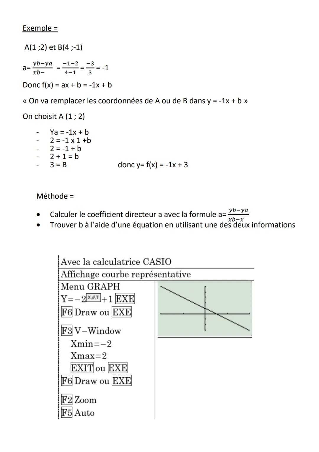 Une fonction est dite affine si elle peut s'écrire f(x) = ax + b avec a et b deux
nombres.
La courbe représentative d'une fonction affine es