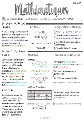 Know MATHEMATIQUES calcul littéral (chapitre 2 : Le produit des parenthèses avec la distributivité) [niveau 3ème] thumbnail