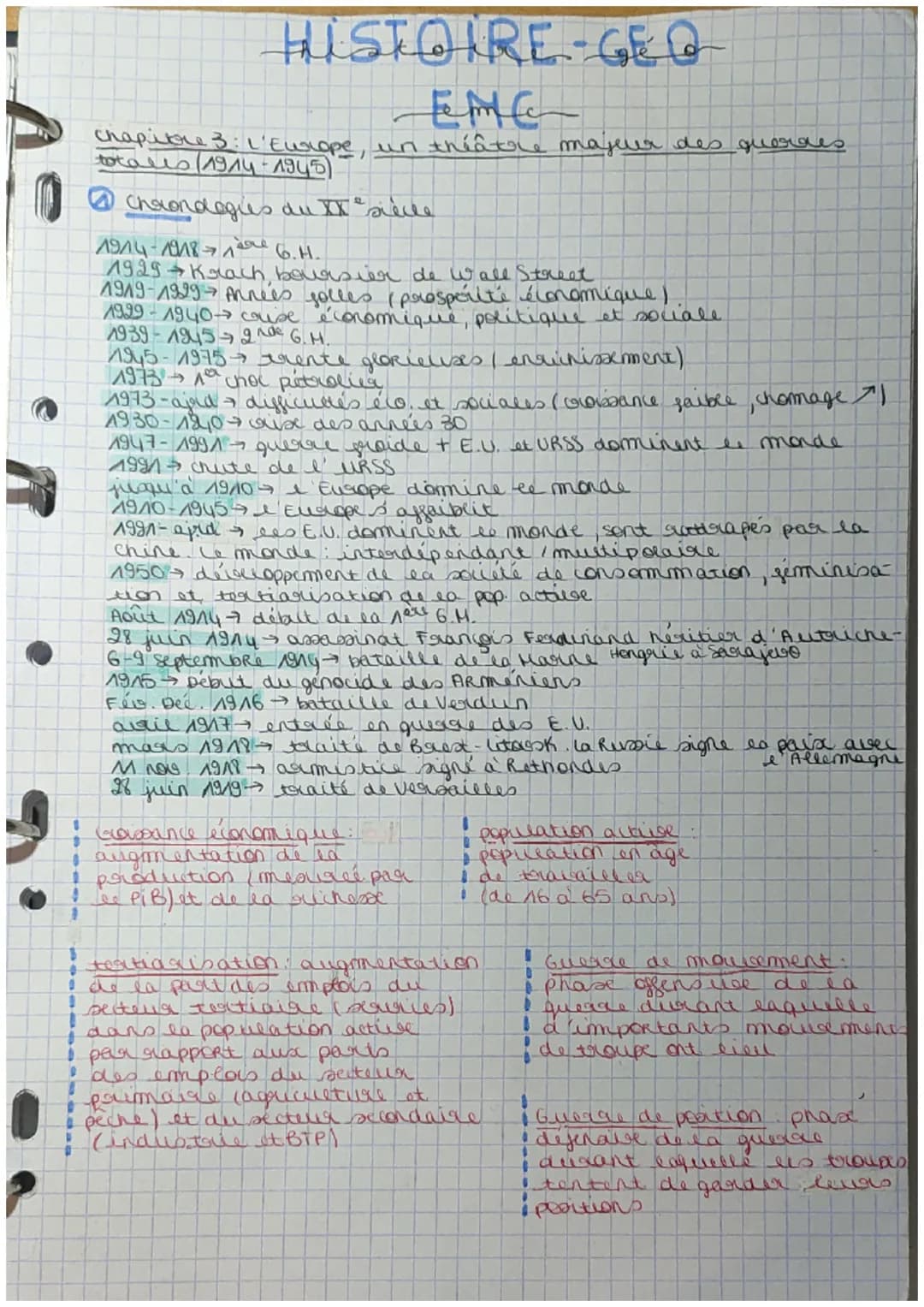 HISTOIRE GEO
EMC
Chapitre 3: l'Europe, un théâtre majeur des querdes
totalls (1914-1945)
12
Choondogies du II siècle
1914-1918-1are 6.H.
192