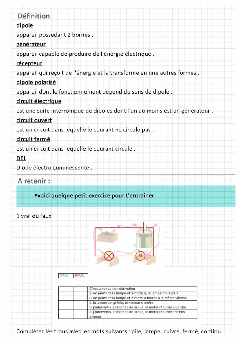 Collège
Cinquième
1Schématisation
A retenir :
PHYSIQUE-CHIMIE
Voici quelque photos avec les symboles et des exemples.
Lampe
Résistance
Gener