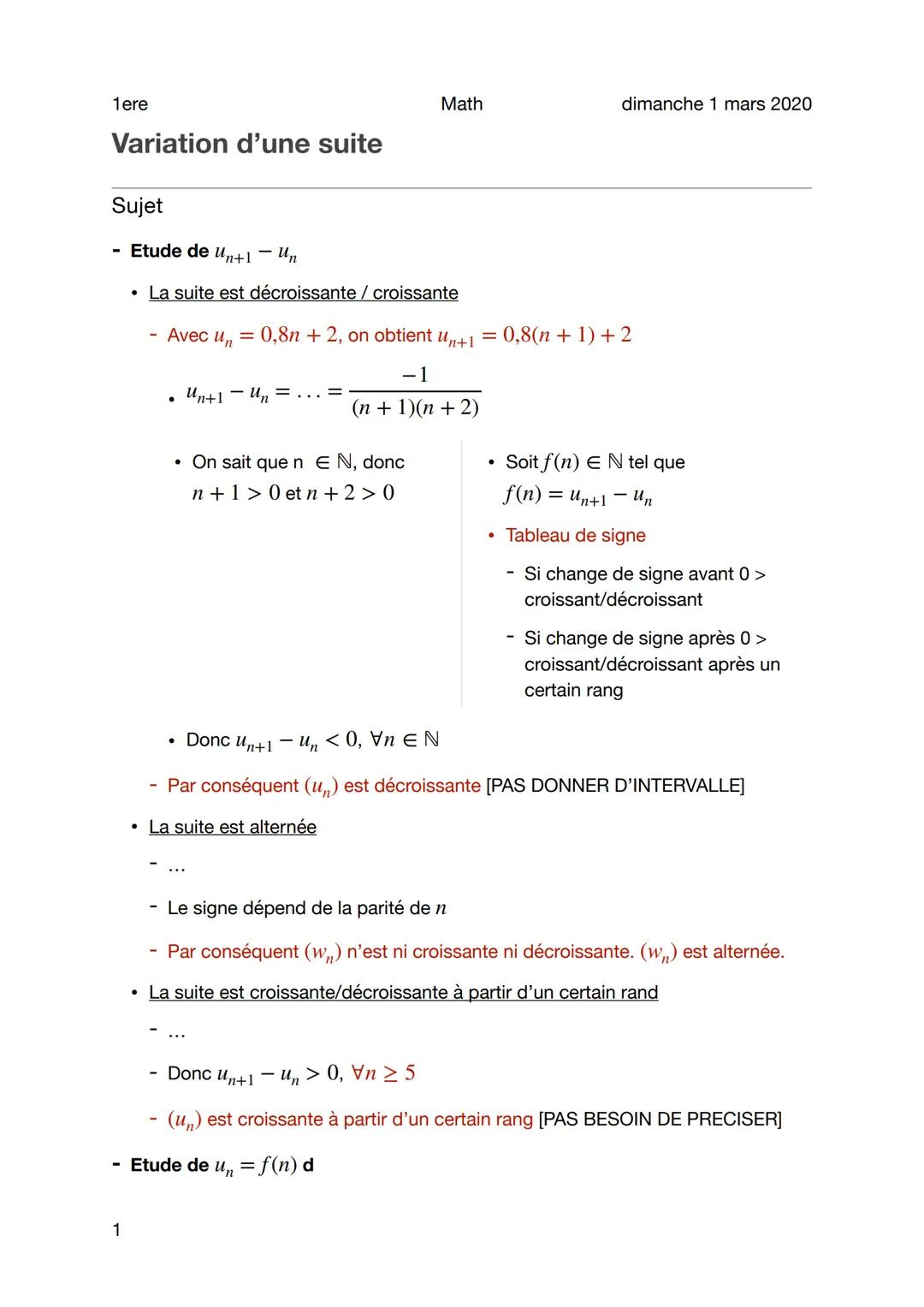 1ere
Math dimanche 1 mars 2020

Variation d'une suite

Sujet

- Etude de U1+1 - Un

- La suite est décroissante / croissante

- Avec $u_{n}$
