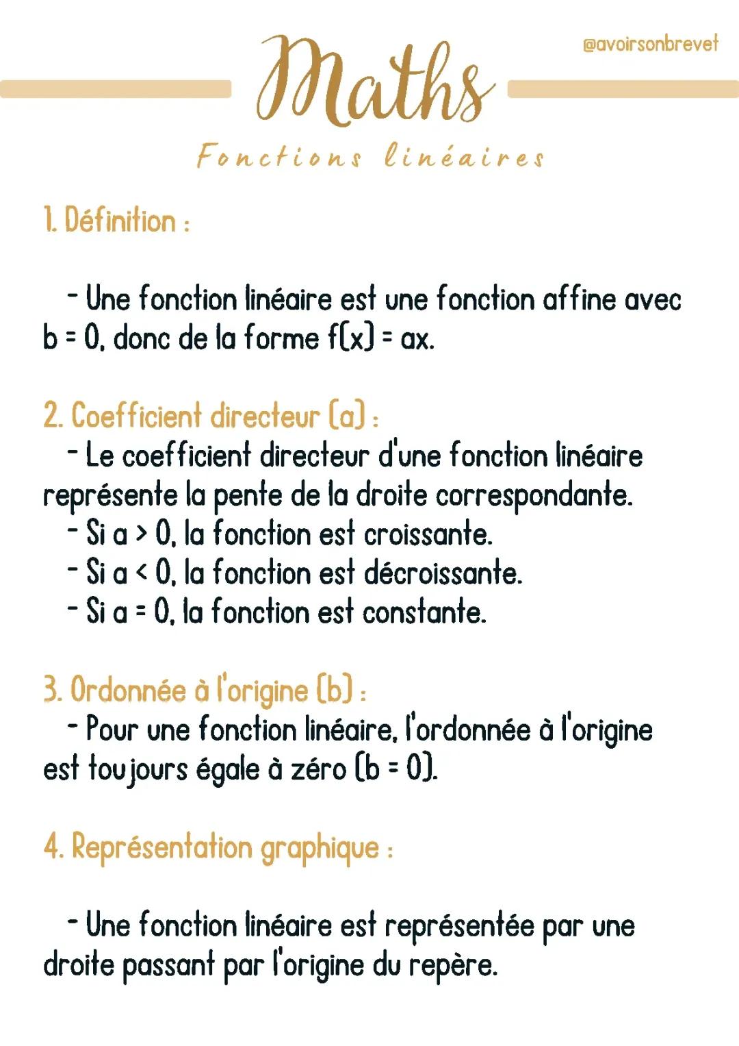 Qu'est-ce qu'une fonction linéaire en maths ?