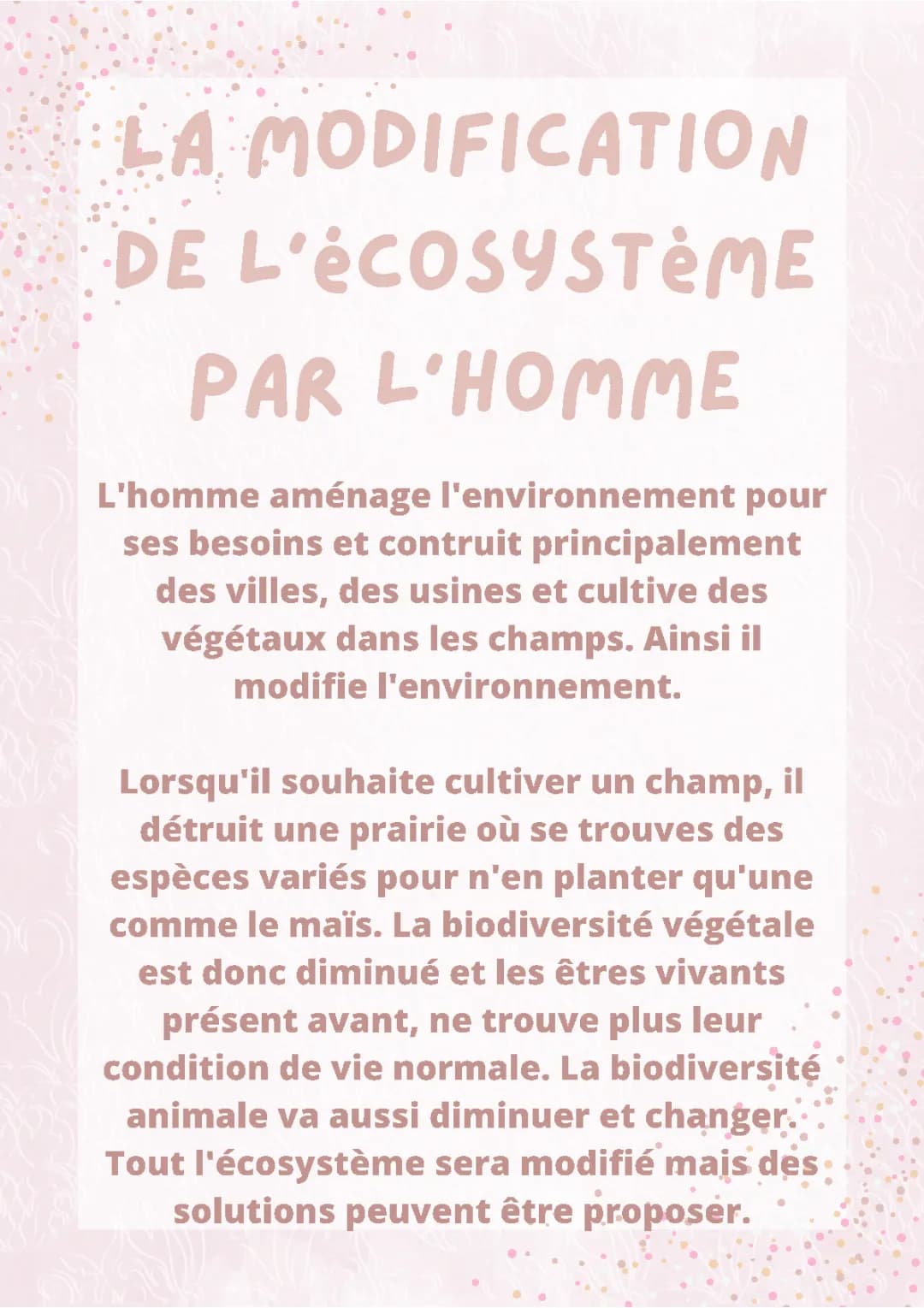 la modification des écosystèmes par l'homme