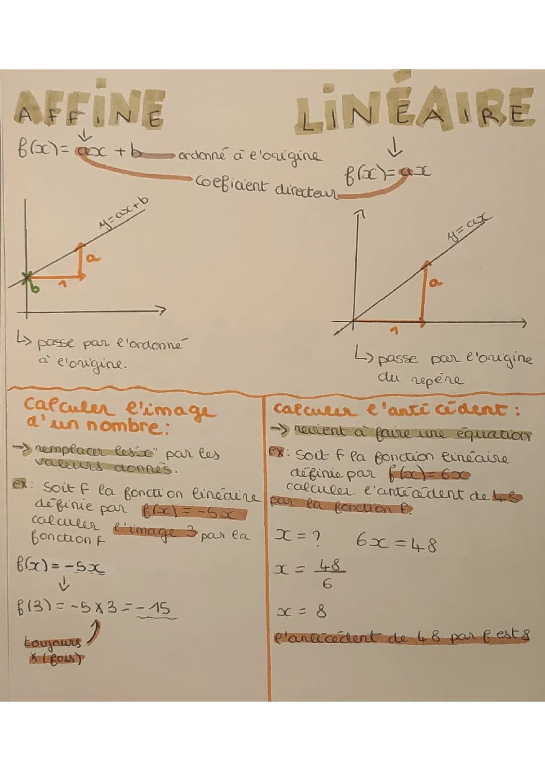 Fonction affine et linéaire 