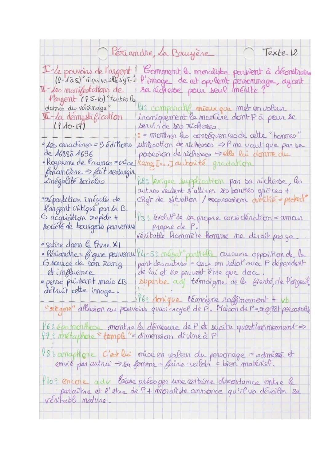 Periandre, La Bruyère
Texte 12
I-Le
pouvoins de l'argent ! Comment le moraliste parvient à déconstruire
(1-1ās) ` à qui verille sy [.11 P'im