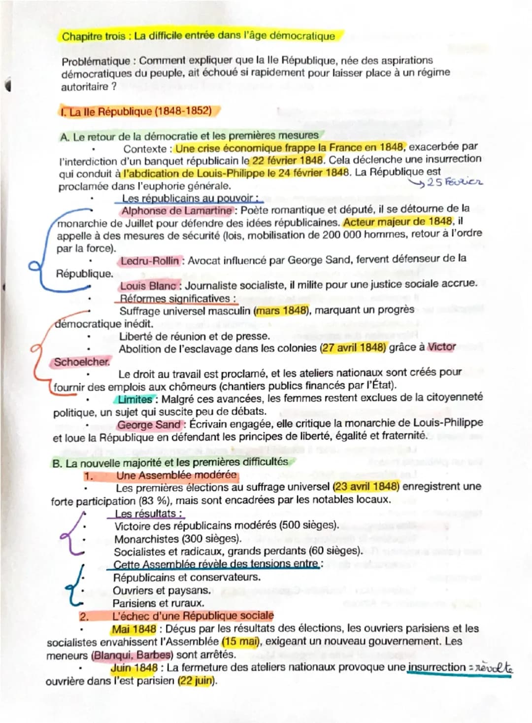 Chapitre trois : La difficile entrée dans l'âge démocratique
Problématique : Comment expliquer que la lle République, née des aspirations
dé
