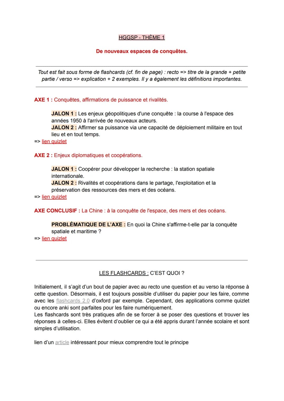 HGGSP - THÈME 1
De nouveaux espaces de conquêtes.
Tout est fait sous forme de flashcards (cf. fin de page): recto => titre de la grande + pe