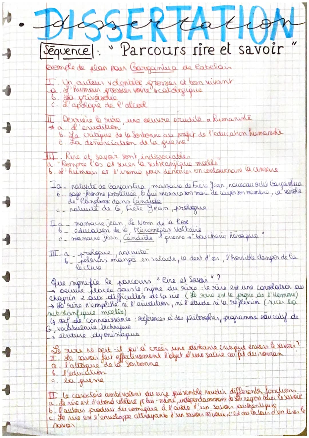 to.
→
→
→
+
DISSERTATION
Sequence: Parcours rire et savoir
exemple de plan pour Gargantua
de Rabelais
I. Un auteur volontier grossier et bon