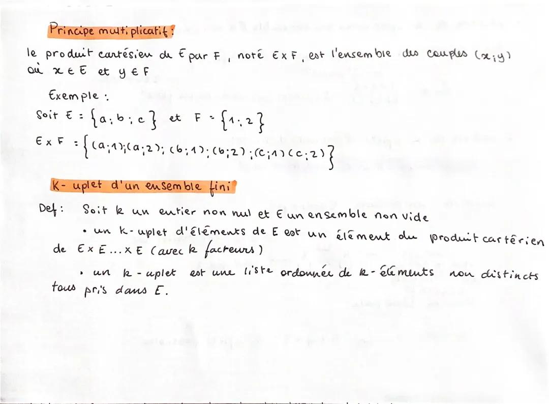 Principe multiplicatif et k- uplet 