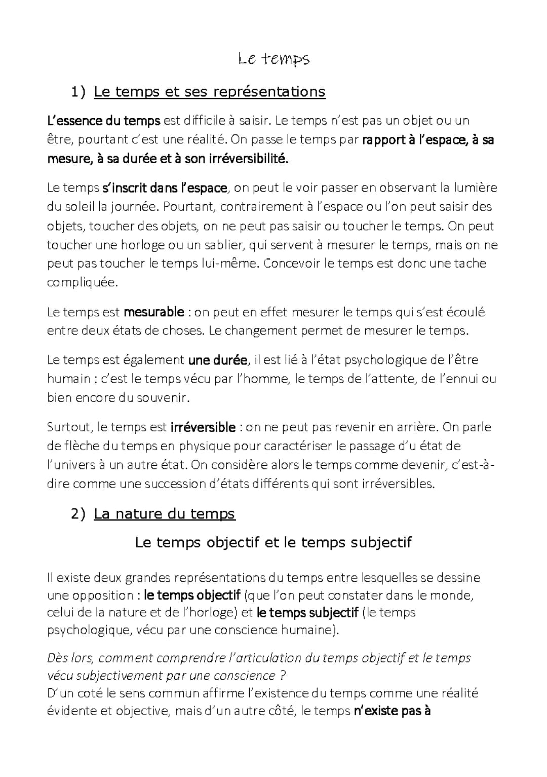 Le Temps en Philosophie: Citations, Dissertation et Fiche pour la Terminale