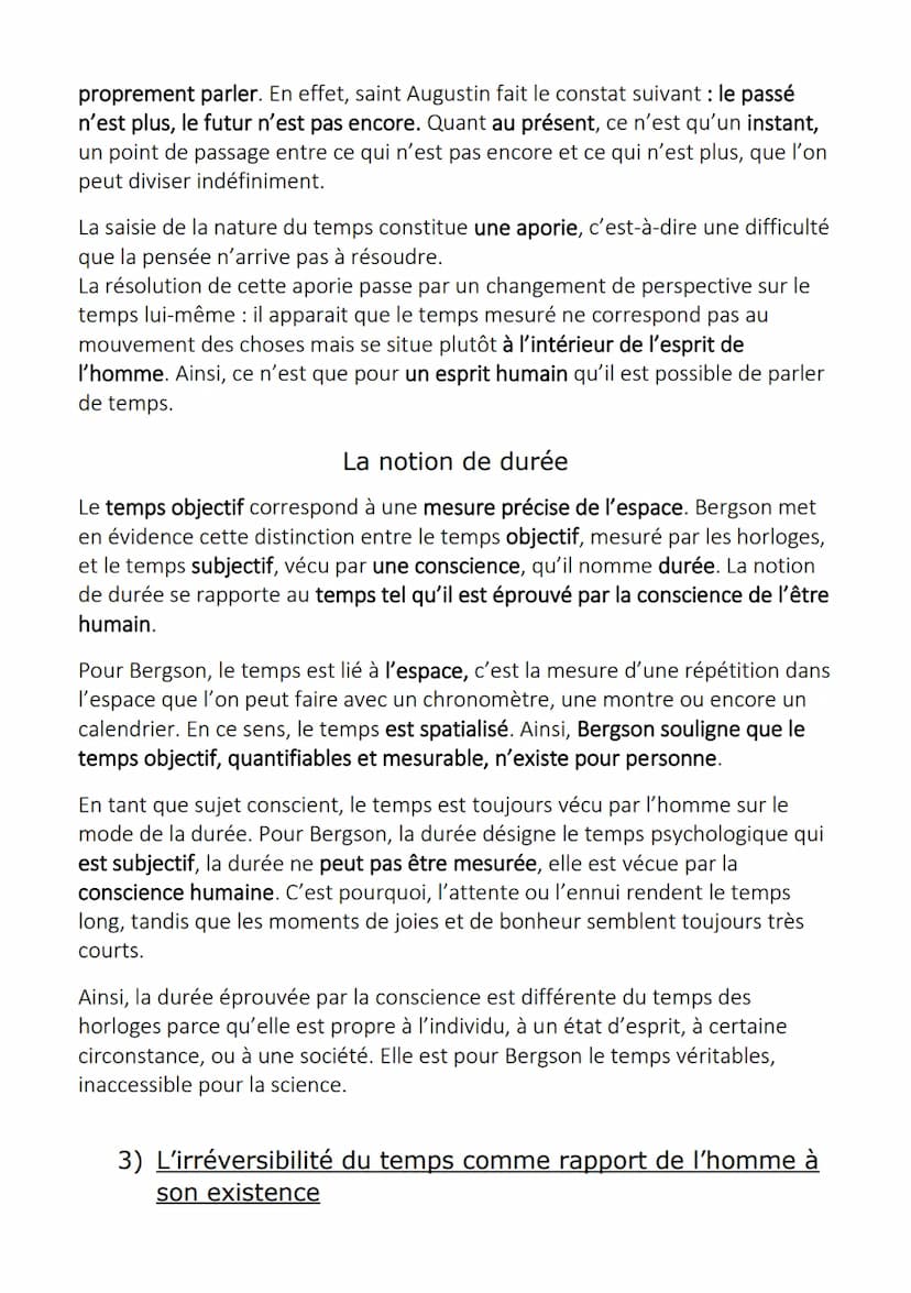 Le temps
1) Le temps et ses représentations
L'essence du temps est difficile à saisir. Le temps n'est pas un objet ou un
être, pourtant c'es