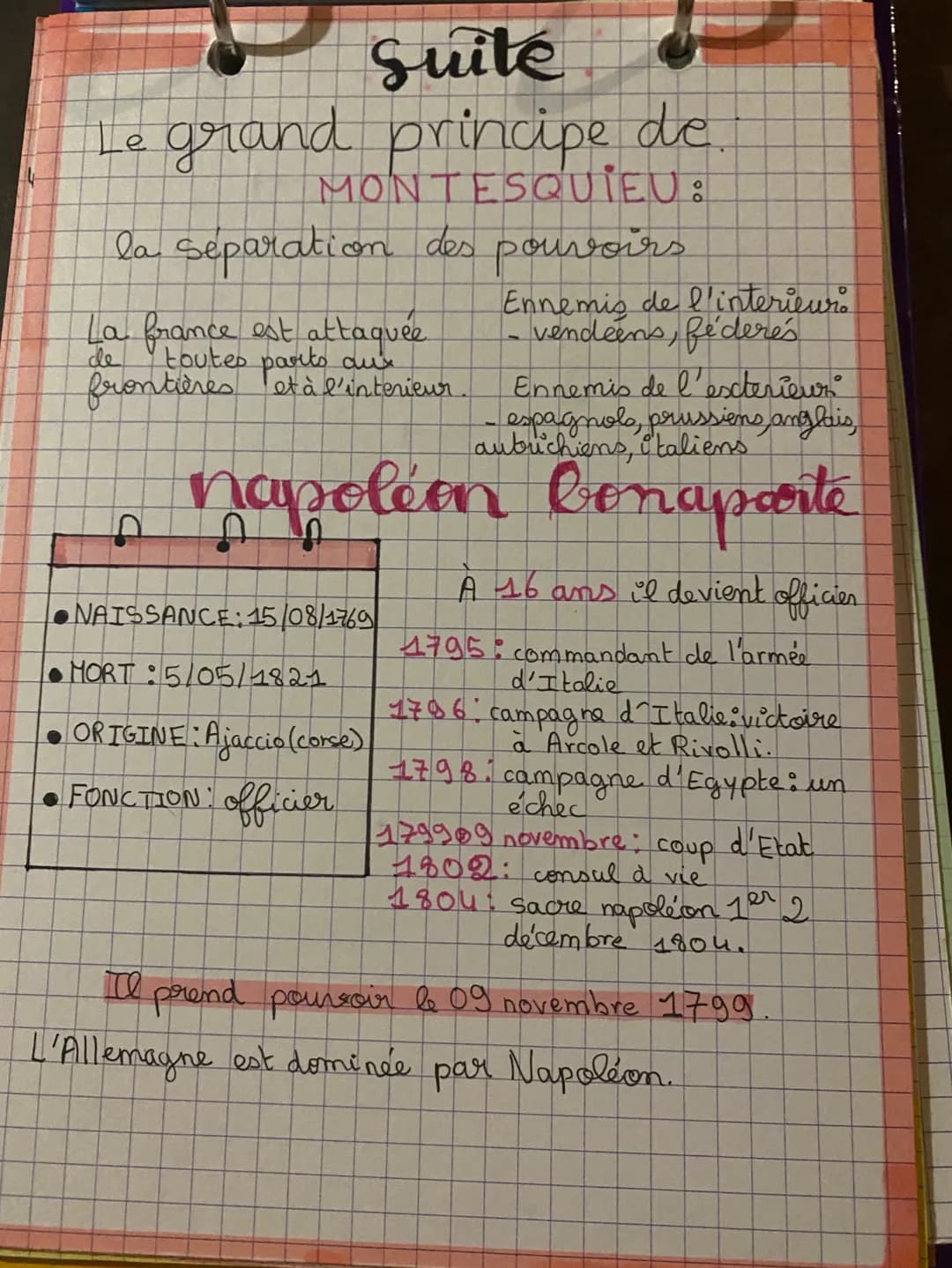Suite
Le grand principe de.
MONTESQUIEU:
la separation des pouvoirs
La france est attaquée.
toutes parts aux
frontières et à l'interieur.
de