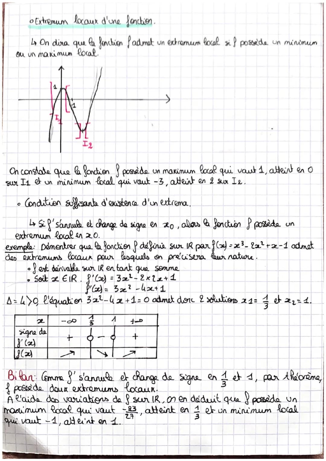 chapitre 6: application à la dérivation
mathématiques
O
。 du sens de variation au signe de la dérivée
exemple: Déterminer le sens de variati