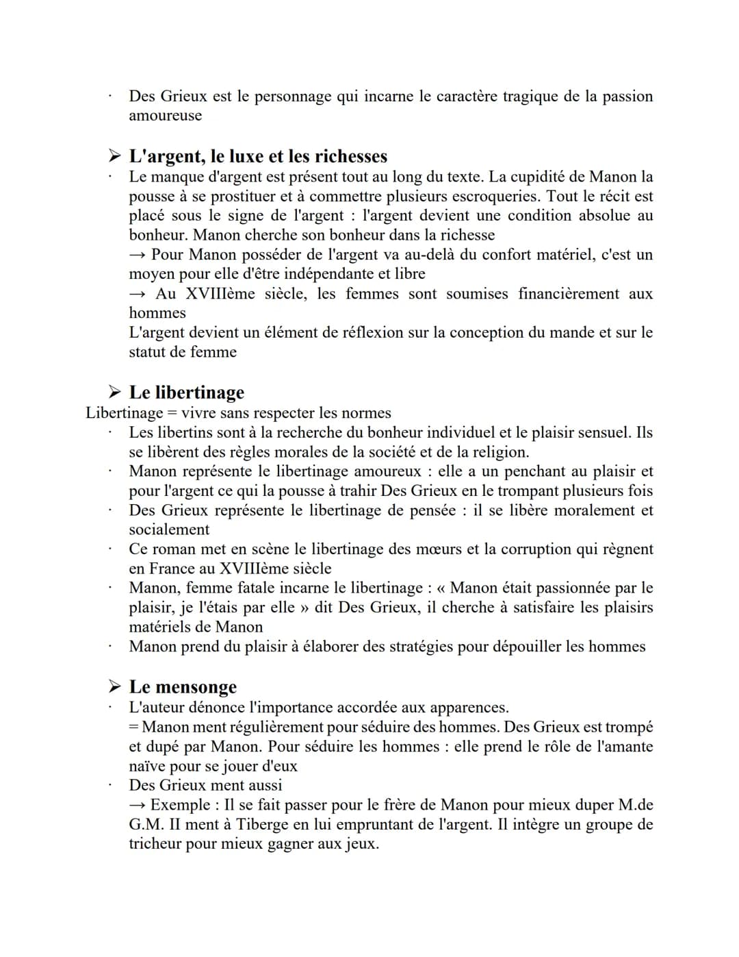 MANON LESCAUT, 1753
Résumé de l'œuvre :
Personnages:
Manon Lescaut issu d'un milieu modeste, elle incarne la luxure et l'envie.
Elle enfrein