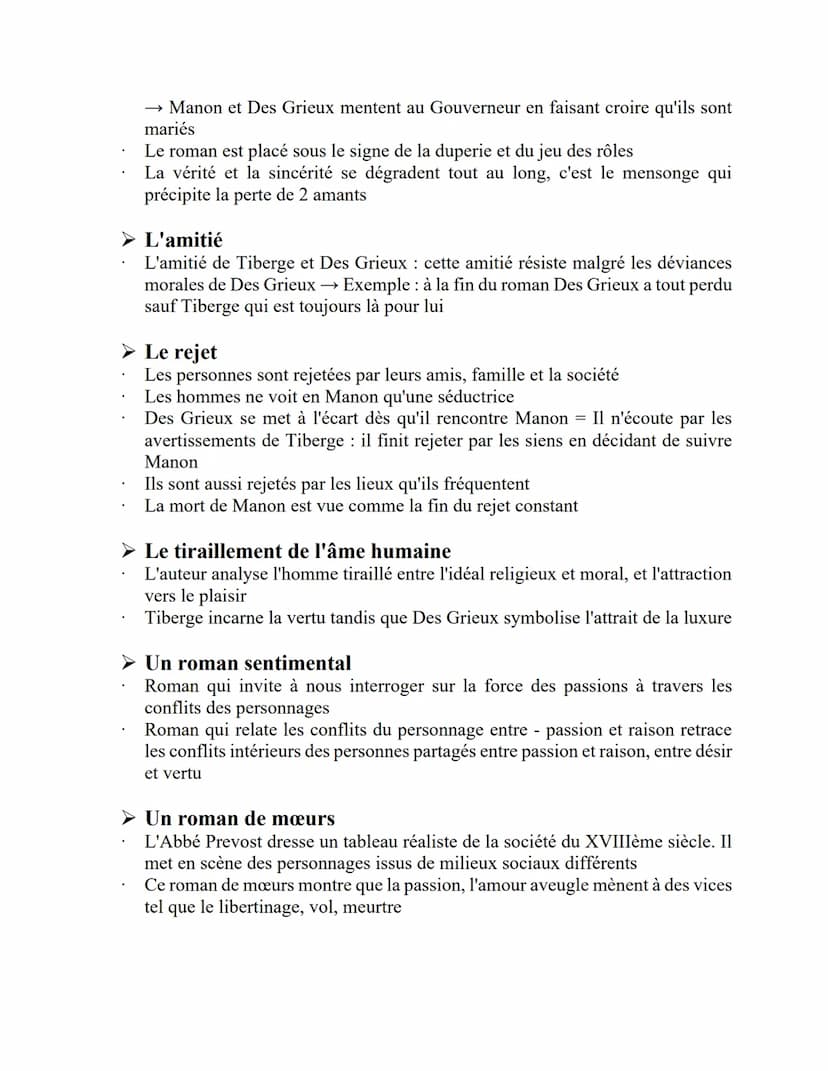 MANON LESCAUT, 1753
Résumé de l'œuvre :
Personnages:
Manon Lescaut issu d'un milieu modeste, elle incarne la luxure et l'envie.
Elle enfrein