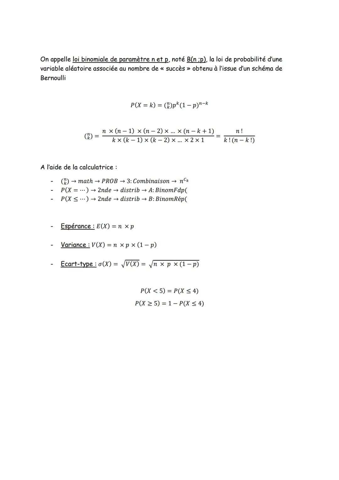 Probabilités conditionnelles :
PB (A) =
P(ANB)
P(B)
et PÅ (B) =
Evènements indépendant :
I.
Chapitre 2 Probabilité
A et B sont indépendant (