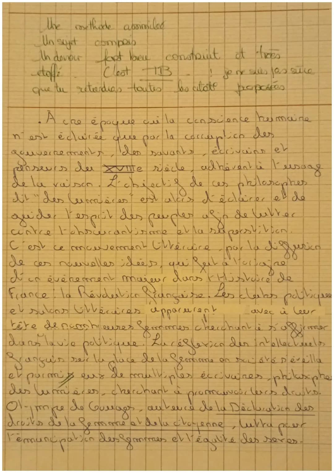 Sujet dissertation Olympe de Gouges corrigé PDF - Plan type et introduction