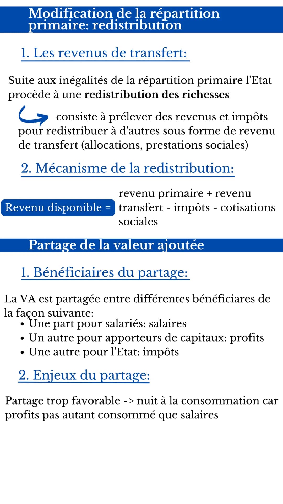 CHAP 3:
La dynamique de la
répartition des revenus
Revenus primaires et leur répartition
Les agents participant à l'activité économique
reço