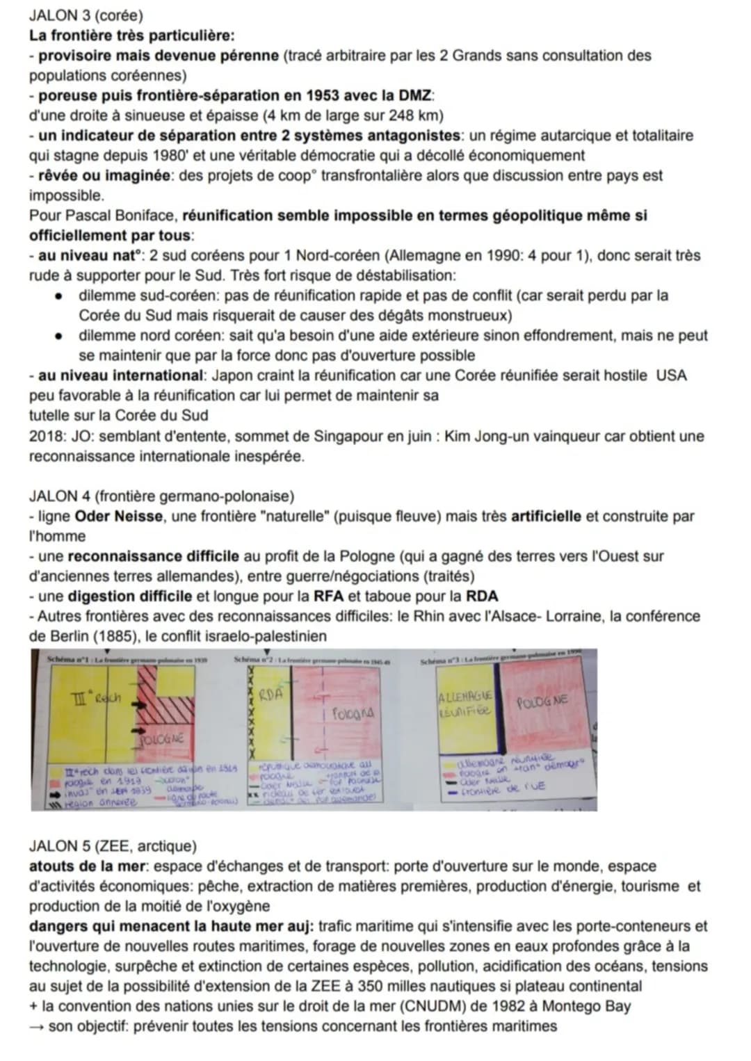 JALON 3 (corée)
La frontière très particulière:
- provisoire mais devenue pérenne (tracé arbitraire par les 2 Grands sans consultation des
p