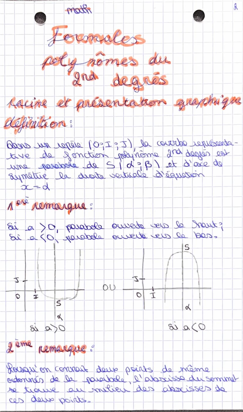 Formules
polynomes dul
2nd degress
A fonctions polynomes des 2 degive
blefinition: on annella fonction
polynome due and degrés tout fonction