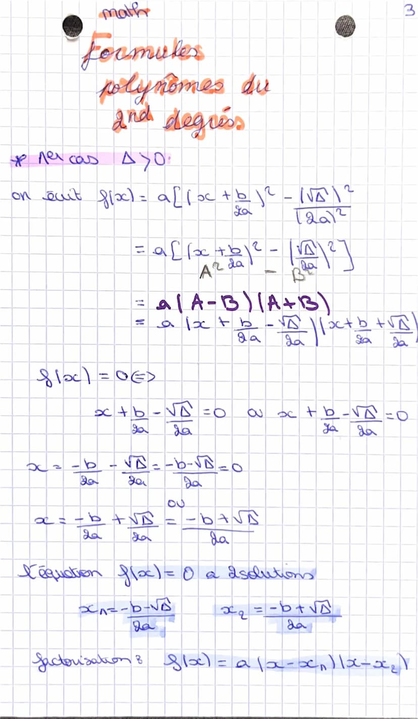 Formules
polynomes dul
2nd degress
A fonctions polynomes des 2 degive
blefinition: on annella fonction
polynome due and degrés tout fonction
