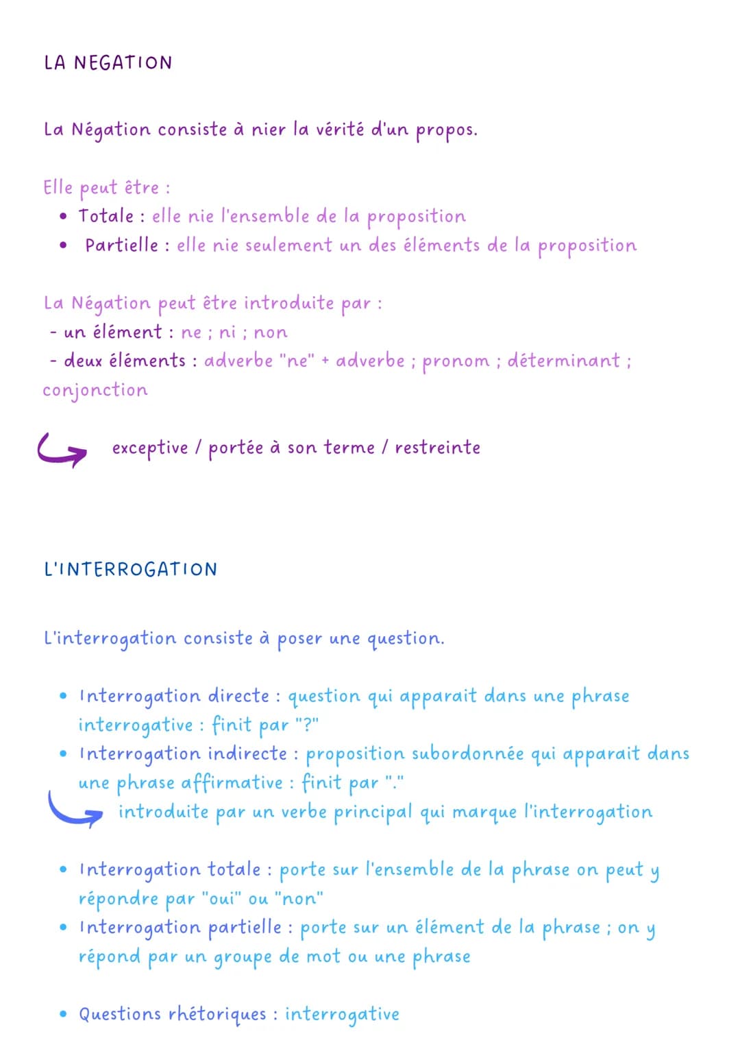 LA NEGATION
La Négation consiste à nier la vérité d'un propos.
Elle peut être :
• Totale: elle nie l'ensemble de la proposition
Partielle : 
