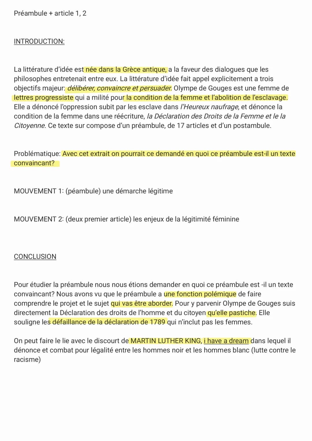 Préambule + article 1, 2
INTRODUCTION:
La littérature d'idée est née dans la Grèce antique, a la faveur des dialogues que les
philosophes en