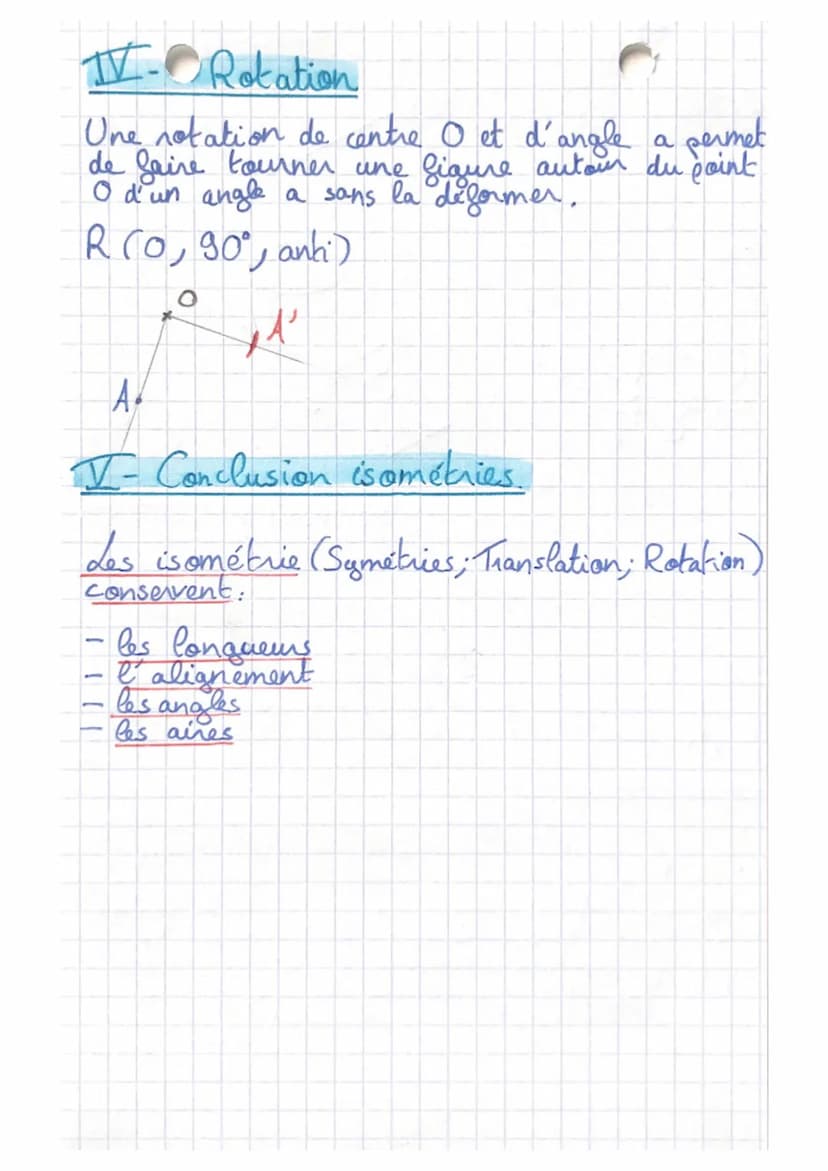 Transformations planes.
I.- Symétrie axiale.
M est un
point qui n'appartient
pas à une droite (A)
Tracer une droite (AO))
quis reporter la l