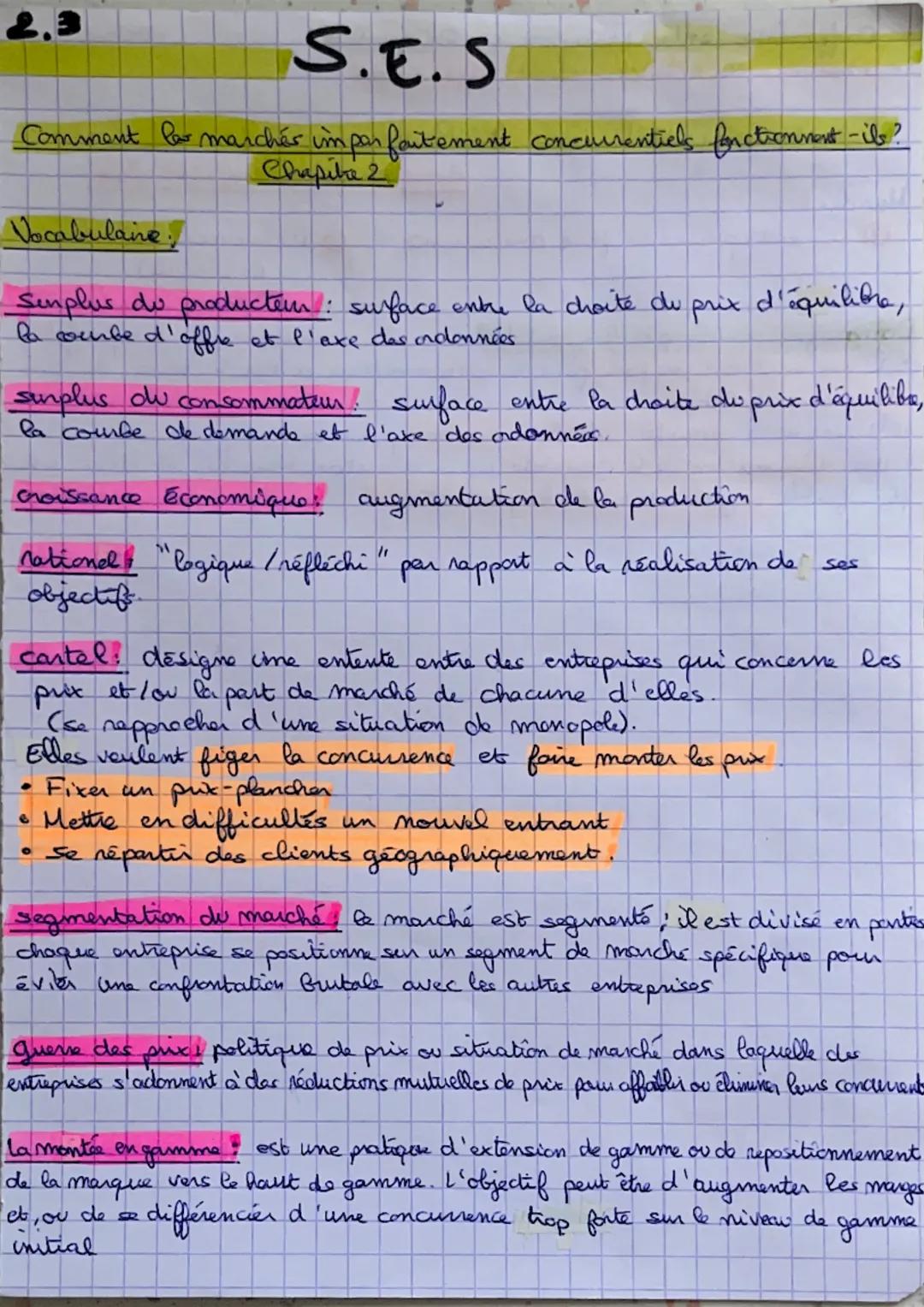 S.E.S

Comment les marche imparfaitement concurrentials fonctionnent-
il? (Chapitre 2.)

Vocabulaire:

price bakers: ce sont les offreins et