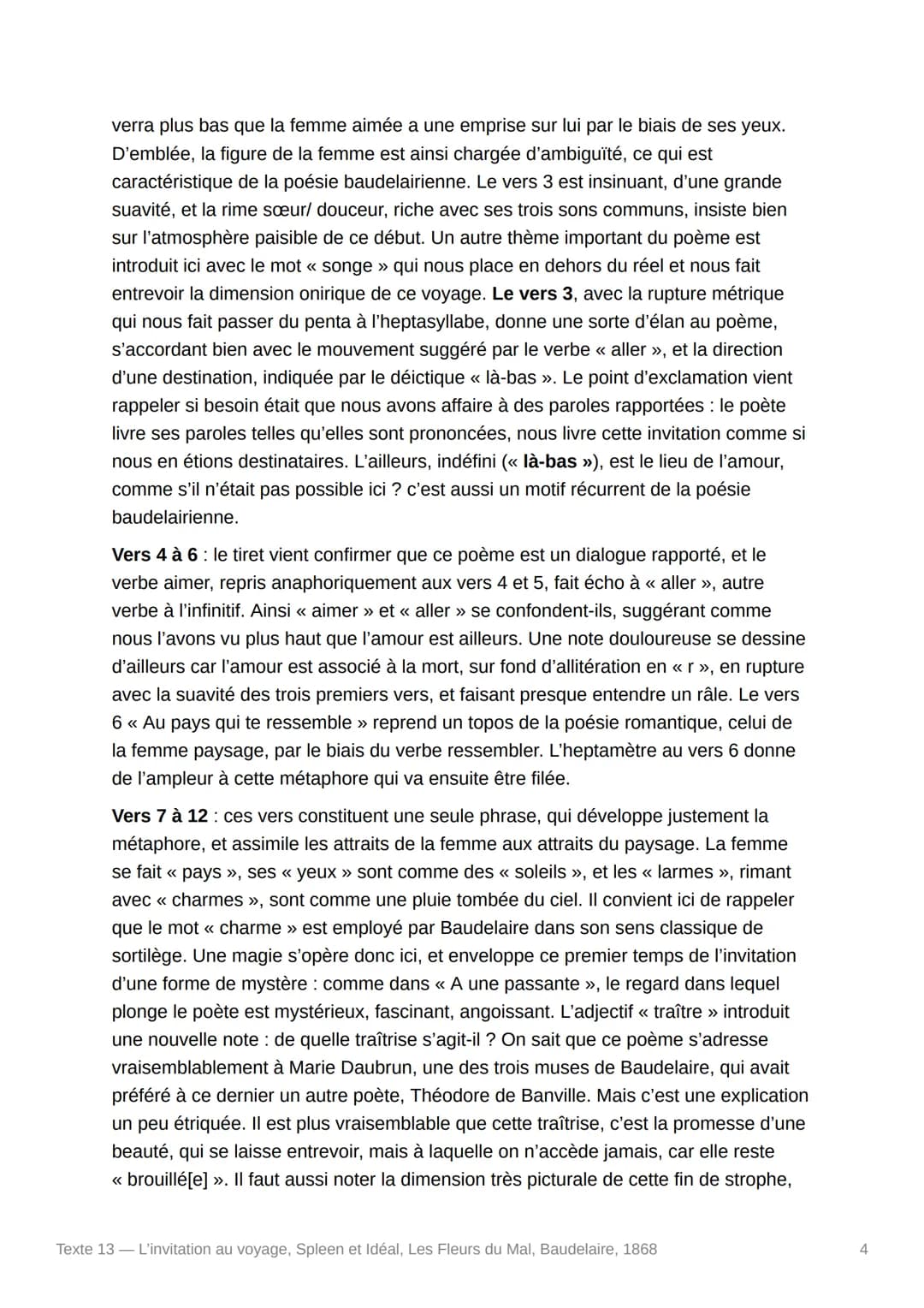 Texte 13 - L'invitation au
voyage, Spleen et Idéal, Les
Fleurs du Mal, Baudelaire, 1868
- Texte :
Mon enfant, ma sœur,
Songe à la douceur
D'