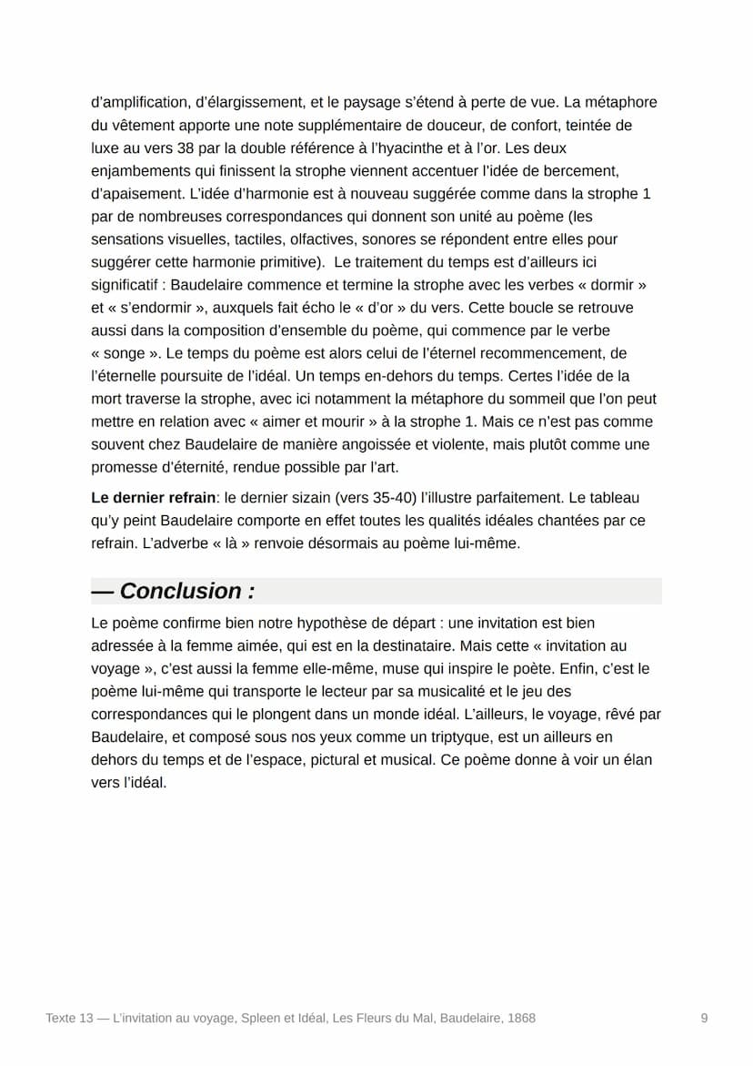 Texte 13 - L'invitation au
voyage, Spleen et Idéal, Les
Fleurs du Mal, Baudelaire, 1868
- Texte :
Mon enfant, ma sœur,
Songe à la douceur
D'