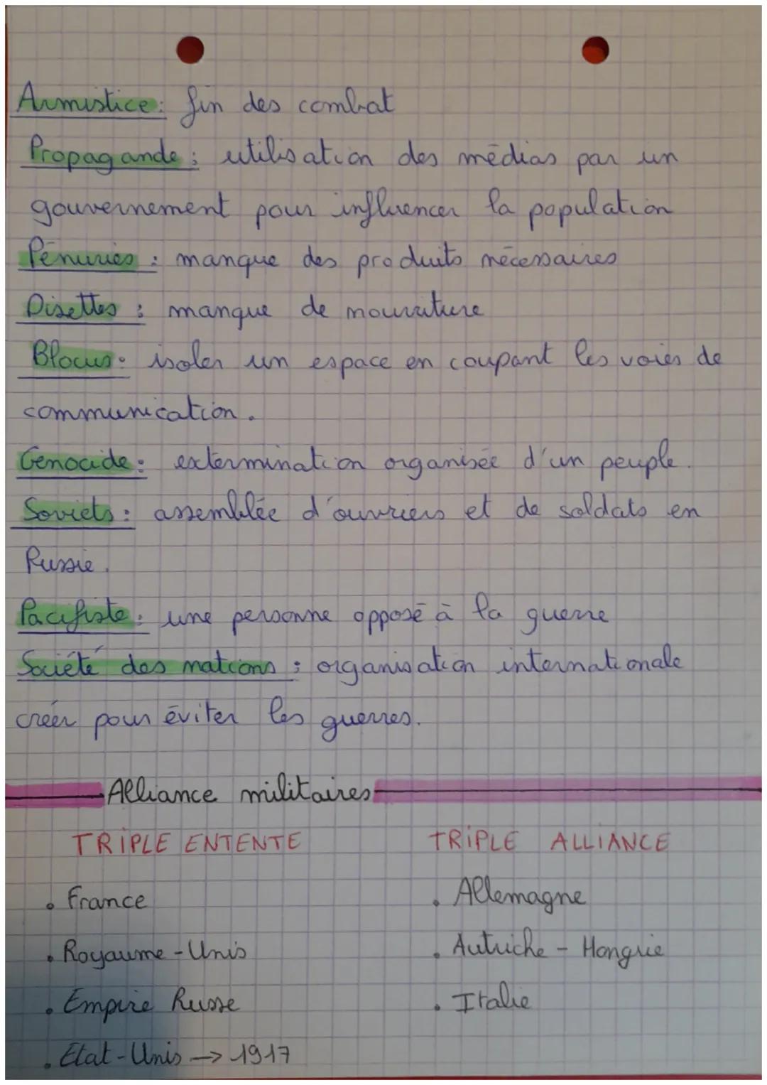 HISTOIRE
Première Guerre Mondiale
(14-18)
DEFINITIONS-
Tranchées pendant la
guerre
de position, lorsque les
armées sont face à face enterrée