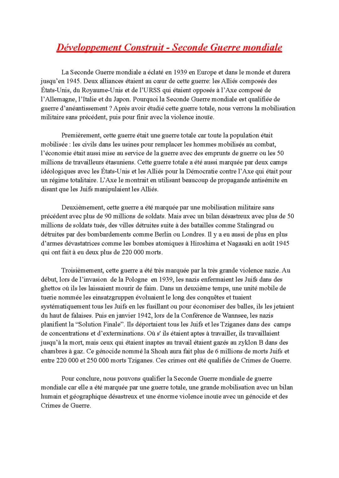 Résumé de la Seconde Guerre mondiale : Une Guerre Totale