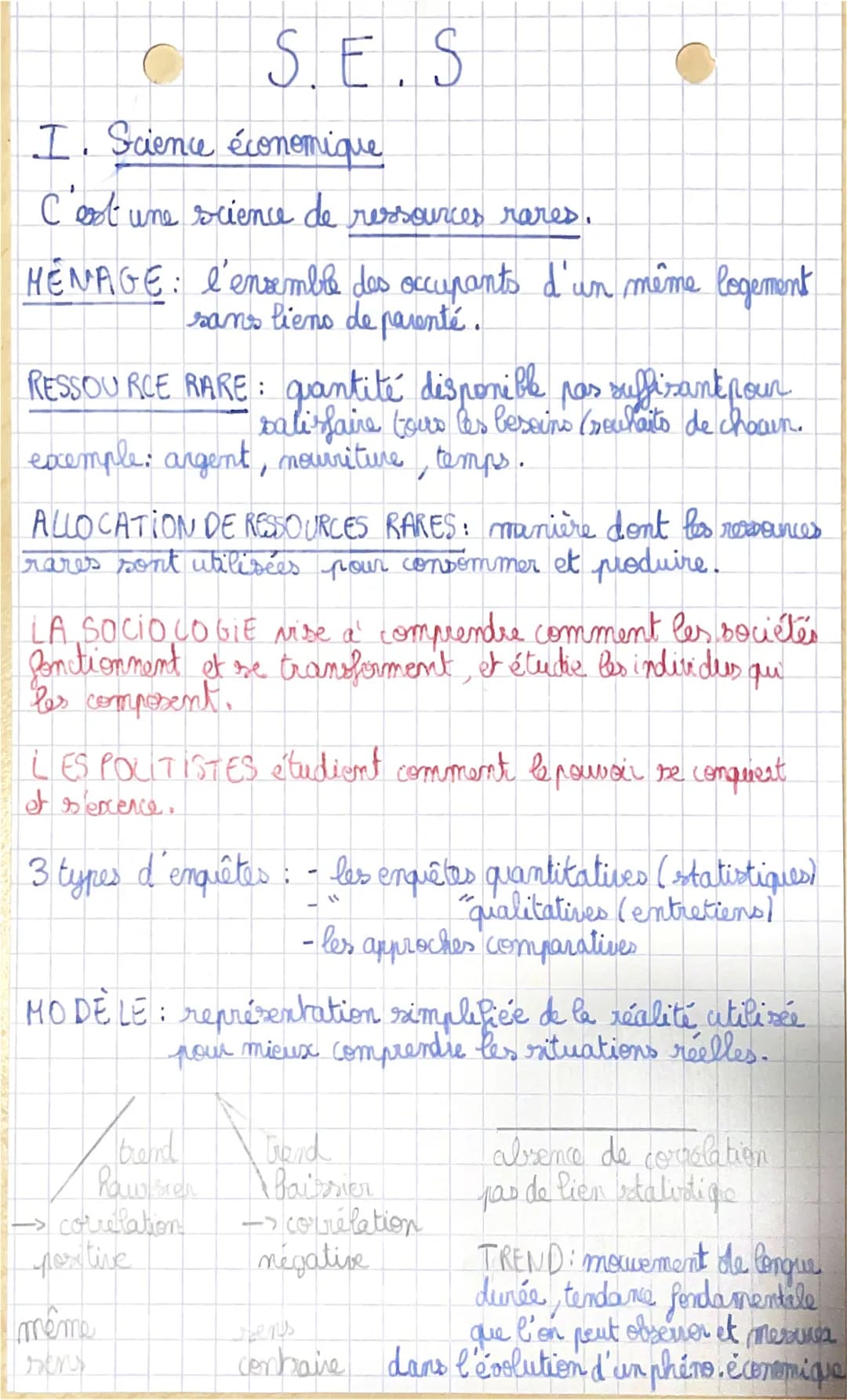 I. Science économique
C'est une science de ressources rares.
HENAGE: l'ensemble des occupants d'un même logement
sans liens de parenté.
RESS