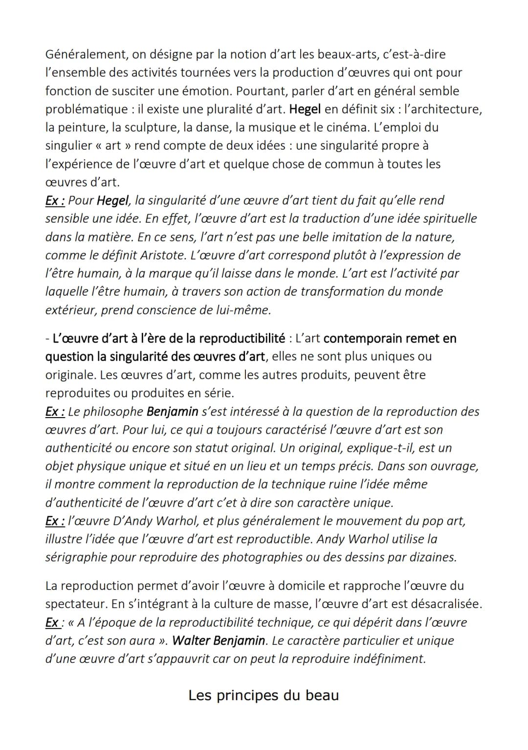 1) Définition de l'art
L'Art
L'étymologie du mot
Le mot « art » a la même étymologie que le mot « technique » : technê, en
grec, qui donne a