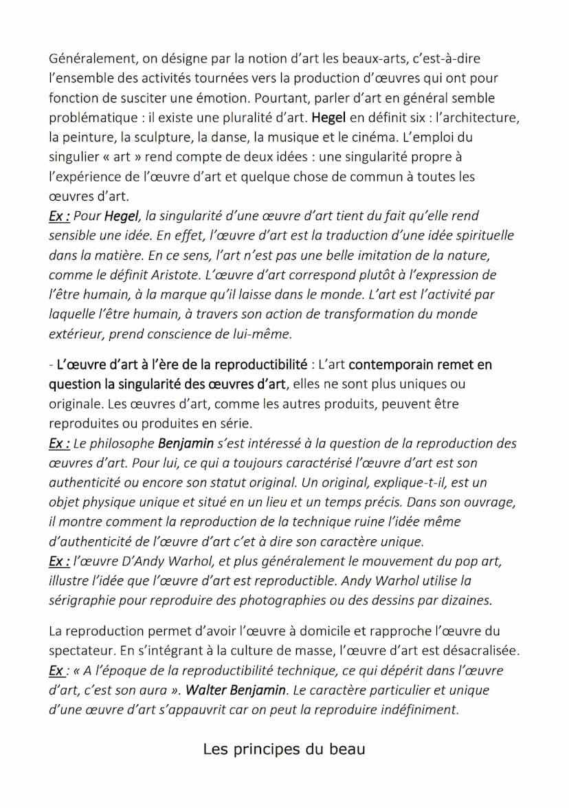 1) Définition de l'art
L'Art
L'étymologie du mot
Le mot « art » a la même étymologie que le mot « technique » : technê, en
grec, qui donne a