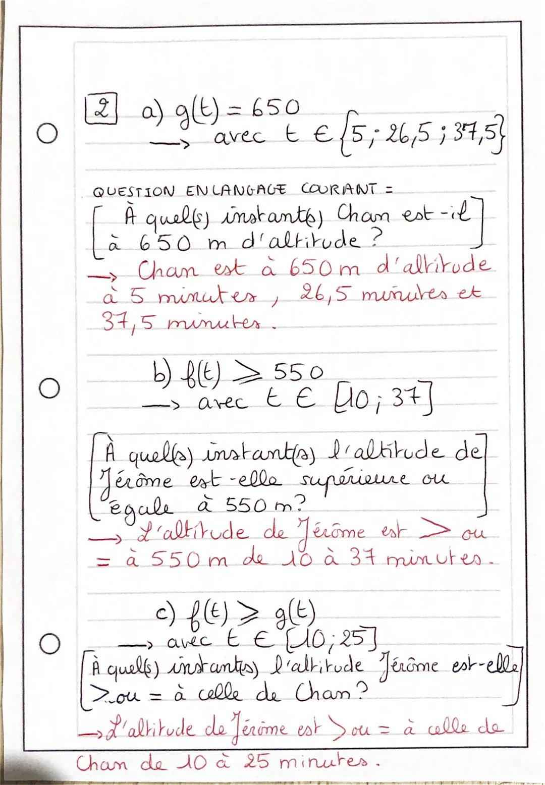 O EXERCICES =
O
FONCTION EQUATION ET INEQUATION
O
Langage courant et langage mathématique
Jérôme et Chan effectuent leur baptême de l'air en