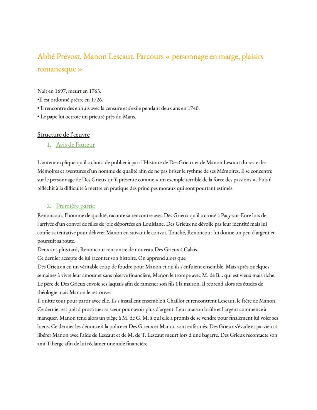 Manon Lescaut: Résumé Facile et Conseils pour Réussir ta Dissertation