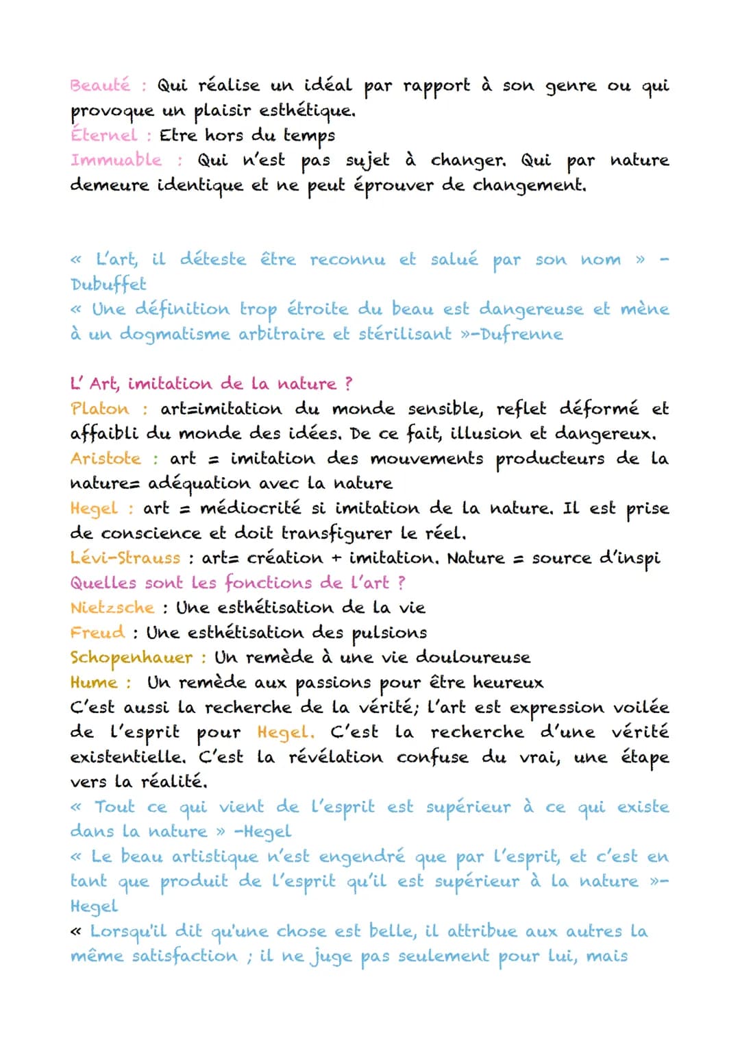 I) Art
Art, travail et technique
L'art et la technique sont confondus jusqu'au 18e s.
Artisan: Agit selon des règles acquises dans un appren