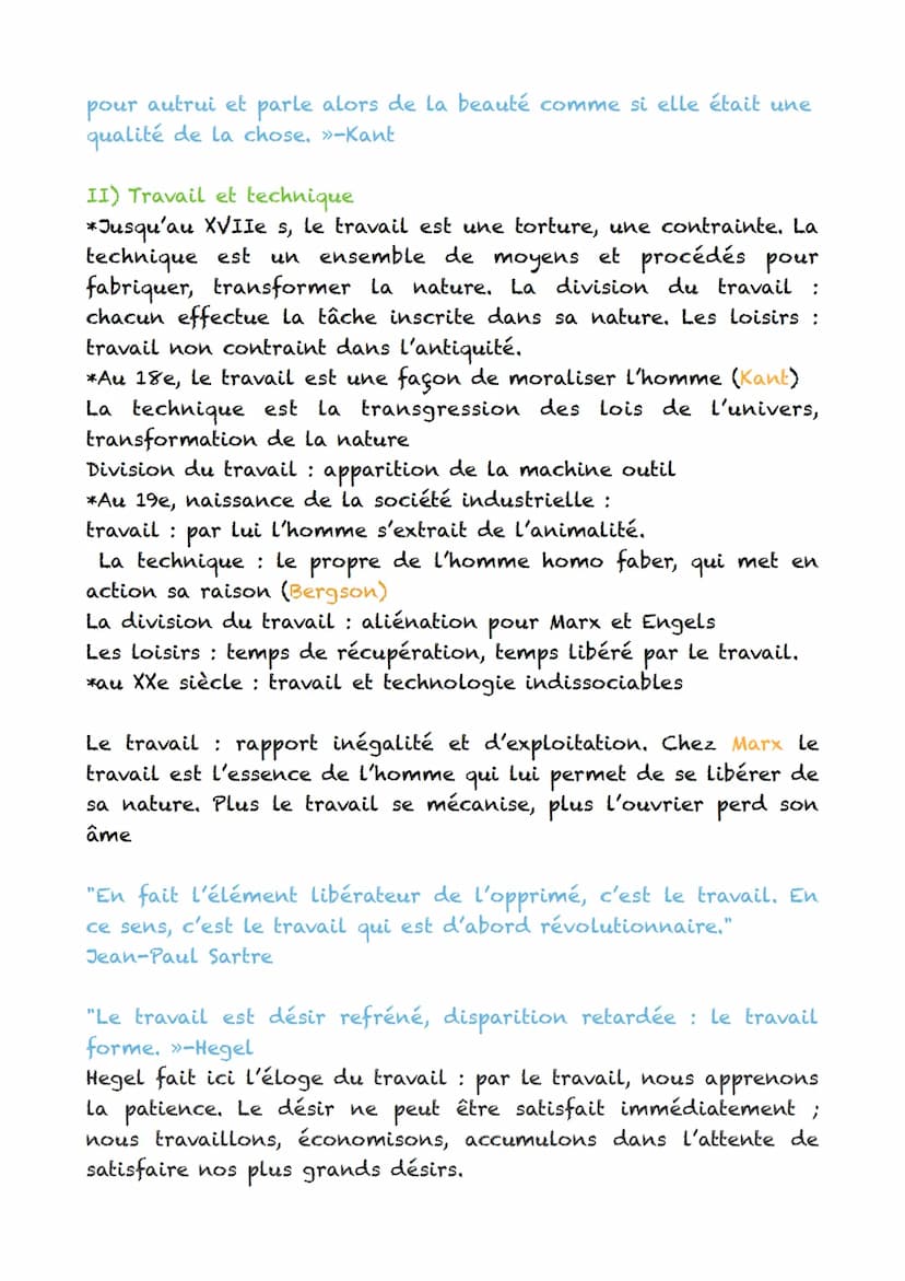 I) Art
Art, travail et technique
L'art et la technique sont confondus jusqu'au 18e s.
Artisan: Agit selon des règles acquises dans un appren